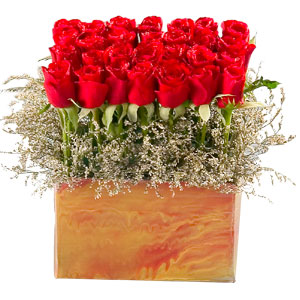 Captivating Wishing You Happiness 35 Red Roses Arrangement and Greens