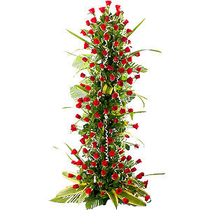 Exquisite Lasting Memories 3 - 4 ft High 100 Red Roses Arrangement