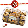Traditional Present of Delicious Ferrero Rocher Chocolates with Free Rakhi, Roli Tilak and Chawal on Raksha Bandhan