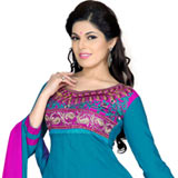 Extraordinary Cotton Semi Stitched Salwar Suit in Blue