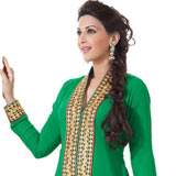 Flattering Semi Stitched Georgette Salwar Suit in Green