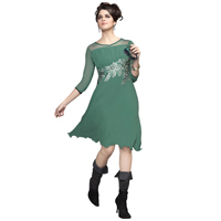 Fashionable Georgette Embroidered Kurti (Pastel Green)