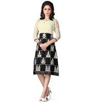 Exclusive Georgette Embroidered Kurti in Beige and Black Colour