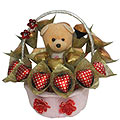Blissful Teddy with Chocolates in a Basket