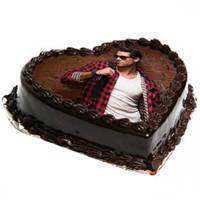 Online Heart Shaped Chocolate Photo Cake