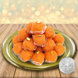 Haldirams Ladoo N Gold Plated Thali , Free Coin