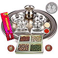 Silver Laxmi Puja Hamper with Dry Fruits for Diwali