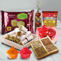 Fun-to-Much Ensemble from Haldiram with free Gulal/Abir Pouch