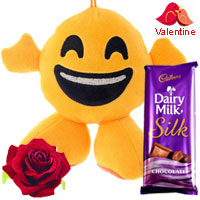 Smiley Love with a Cadbury Silk Bar & a Free Silk Red Rose