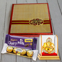 Deliver Assorted Dry Fruits N Chocolates Pack with Vighnesh Ganesh Idol