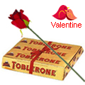 Toblerone Swiss make (200 gms) with One Velvet Red Rose