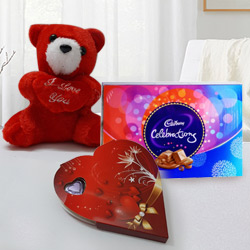 Celebrate Love Hamper with Chocolates and Teddy