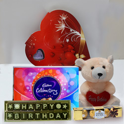 Say Happy Birthday with Teddy and Chocolate HAmper