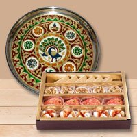 Shop for Subh Labh Stainless Steel Thali with Haldirams Sweets