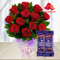 Sweet Sensation Rose Bouquet with Dairy Milk Chocolates