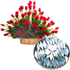 50 Red Roses with 500 gms Kaju Barfi