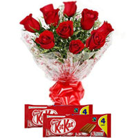 Online Nestle Kit Kat with Red Roses Bouquet