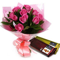 Order Pink Roses Bouquet with Cadbury Temptations