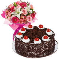 Colorful bouquet with yummy Cakes