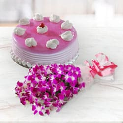 Buy Cakes n Orchids Combo for Anniversary