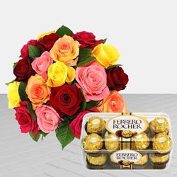 Sending Roses and Ferrero Rocher Chocolates