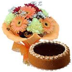 Flowers N Egg less Cake - Midnight Delivery