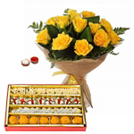 Yellow Roses with Assorted Sweets
