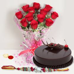 Rakhi with Red Roses n Eggless Cake