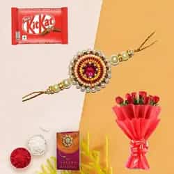 Rakhi with 12 Yellow Roses N Kitkat