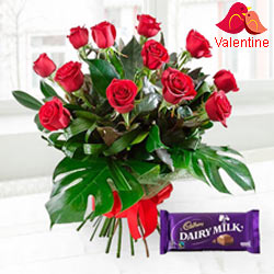 Exclusive Dutch Red Roses With Free Cadbury Chocolate