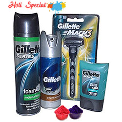 Refreshing Gillette shaving pack with free Gulal/Abir Pouch