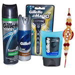 Wonderful Composition of Gillette Shaving Pack with Rakhi, Roli Tilak and Chawal for your Big Brother