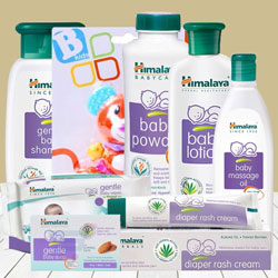 Beautifying Arrangement of Baby Care Items from Himalaya