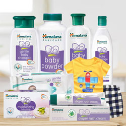 Glamorous Arrangement of Baby Care Gift Items from Himalaya