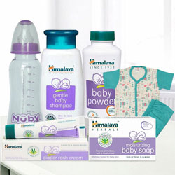 Scintillating Baby Care Gift Arrangement with Soft Touch of Affection