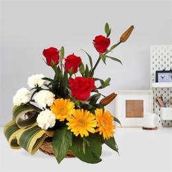 Fabulous Seasonal Blossoms Arrangement in a Basket