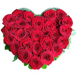 Divine Heart-shaped Arrangement of 24 Roses in Red