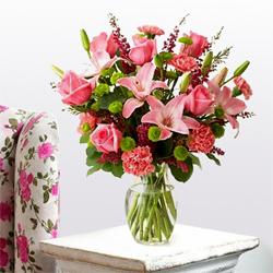Classic Arrangement of Lilies, Roses and Carnations with Love and Affection<br>