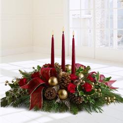 Lovely arrangement of magnificent Roses, Gerberas and Candles