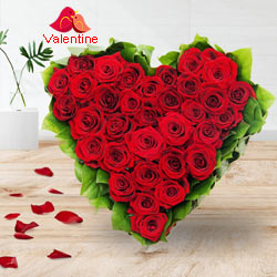 51 Exclusive Dutch Red Roses in Heart Shaped Arrangement