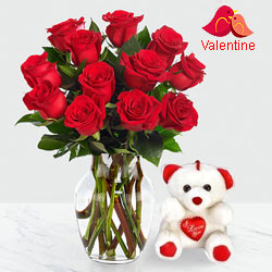 Red Roses in Heart Shape Arrangement.