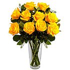Exquisite Presentation of Yellow Roses in a Vase