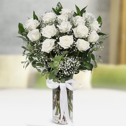Gorgeous Good Wishes Vase of White Roses