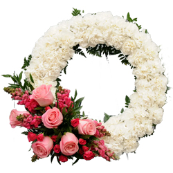 Glorious Peaceful Remembrance Carnations and Rose Wreath