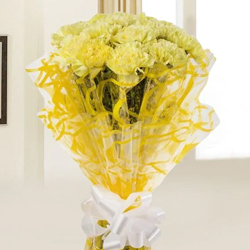Romantic Yellow Coloured Carnations Arrangement