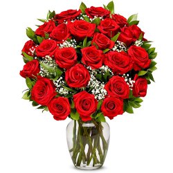 Sweet Surprises Bunch of Red Roses in a Glass Vase