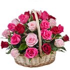 Exotic Stands for Love 15 Pink N Red Roses Basket