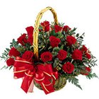 Joyful Basket Arrangement of Roses in Red Colour