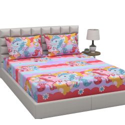 Amazing Unicorn Print Double Bed Sheet with Pillow Cover