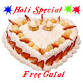 Fresh Baked Heart Shaped Cake Filled with Soft Creams from top local bakery in the city with free Gulal/Abir Pouch.